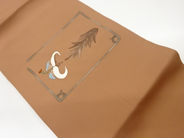 JAPANESE NAGOYA OBI / SHIOZE / HAND PAINTED / FLOWER